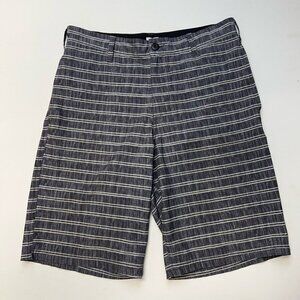 DC Mens Bermuda Shorts Gray White Stripe Flat Front Pockets 10 In Inseam 30